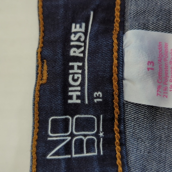 Nobo No Boundaries High Rise Distressed Frayed Cuff Jean Shortie Shorts 13 Blue - Picture 2 of 14